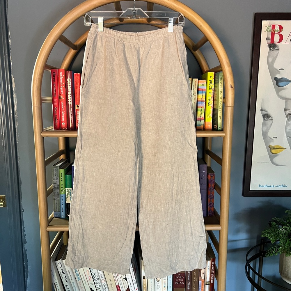 MID RISE KICK FLARE LINEN PANTS